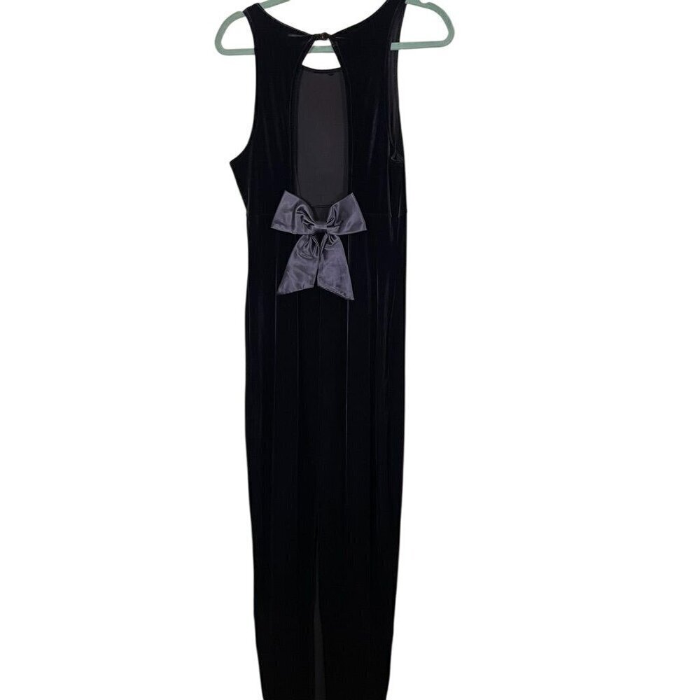 Y2K Velour Dress L Purple Satin Bow Hoco Festive Whimsigoth 80s Sorority Boho